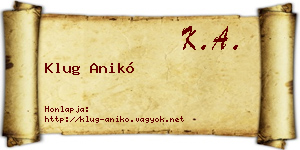 Klug Anikó névjegykártya